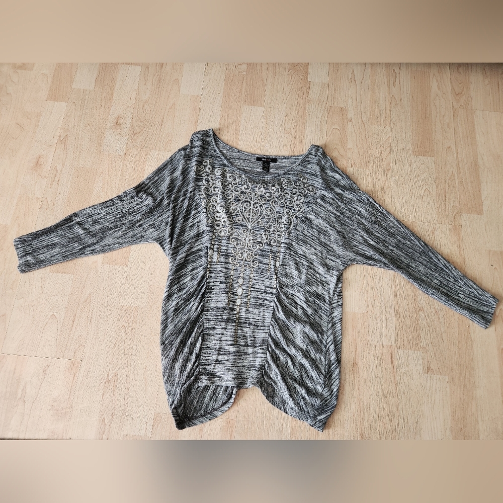 Style & Co. Gray Embellished Women's Blouse